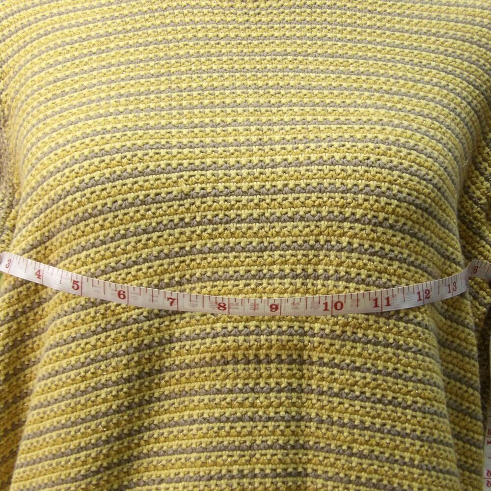 Boden Sweater Womens 12 Yellow Brown Metallic Striped Pullover Knit Cottage Core - Picture 8 of 8